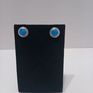 Elegant Fire Opal Silver Stud Earrings